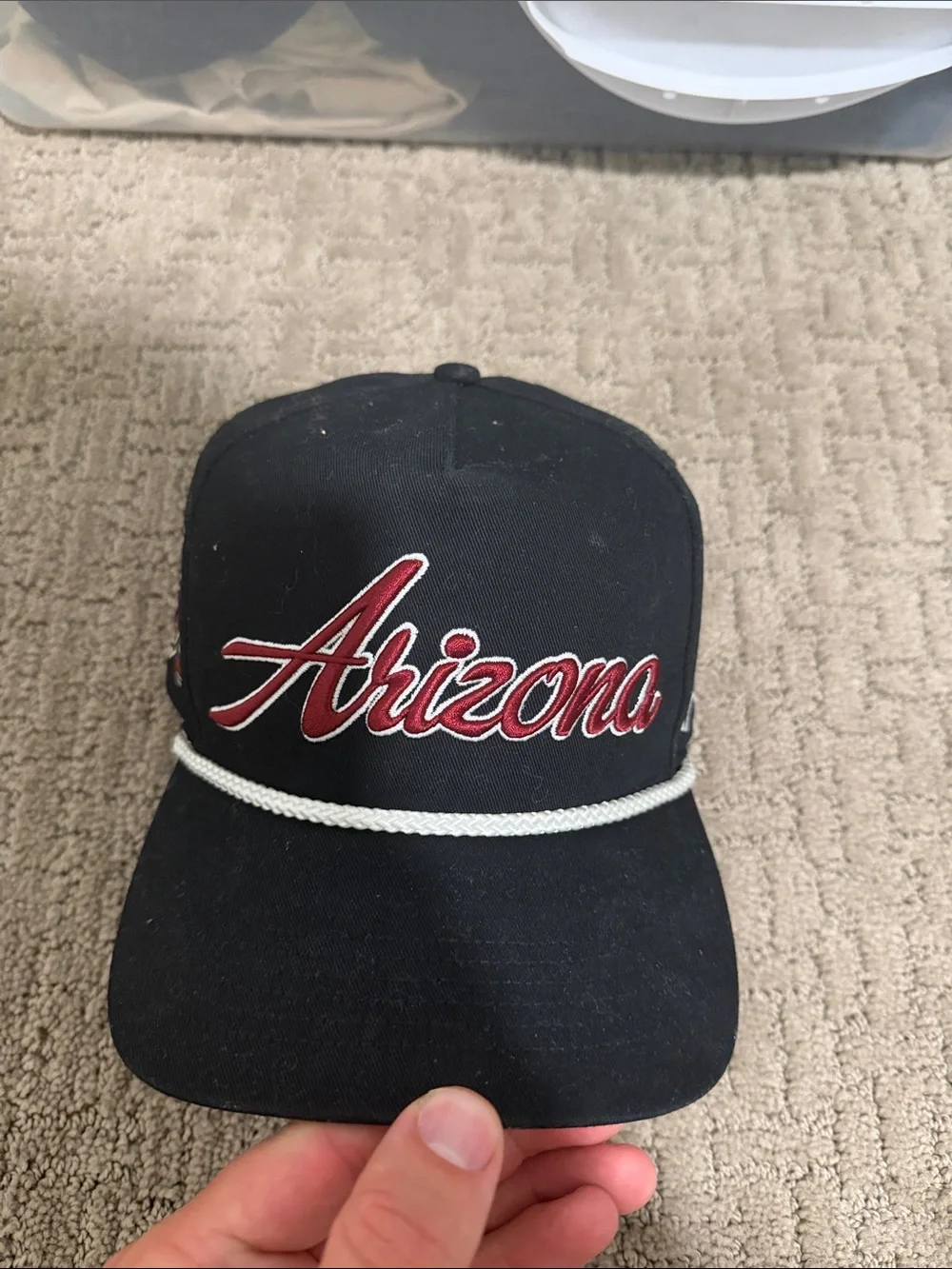 47 Brand Arizona Black Hat with Red Script and White Rope